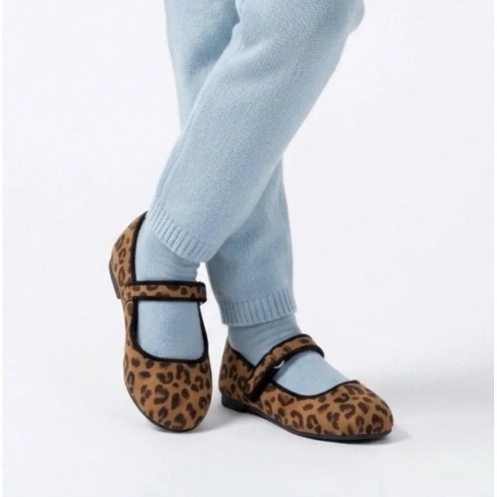 Cat & Jack Toddler Girl's Addy Leopard Print Ballet Flats Size 9 New